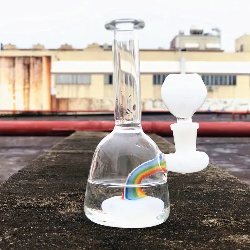 6 inch glass bong water pipe hookah with 14mm bowl cool recycler heady dab rig white color oil rig bubbler