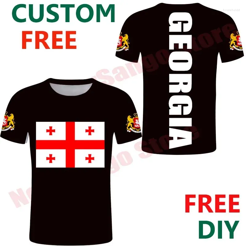 Men's T Shirts Georgia ShirtCustom Men Red Cross Flag Black Child WhiteT Shirt Custom Couple Clothing