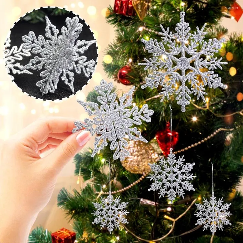 Рождественские украшения, 40 шт./компл., украшения из снежинок, серебряные блестящие пластиковые искусственные хлопья снега для зимней рождественской елки