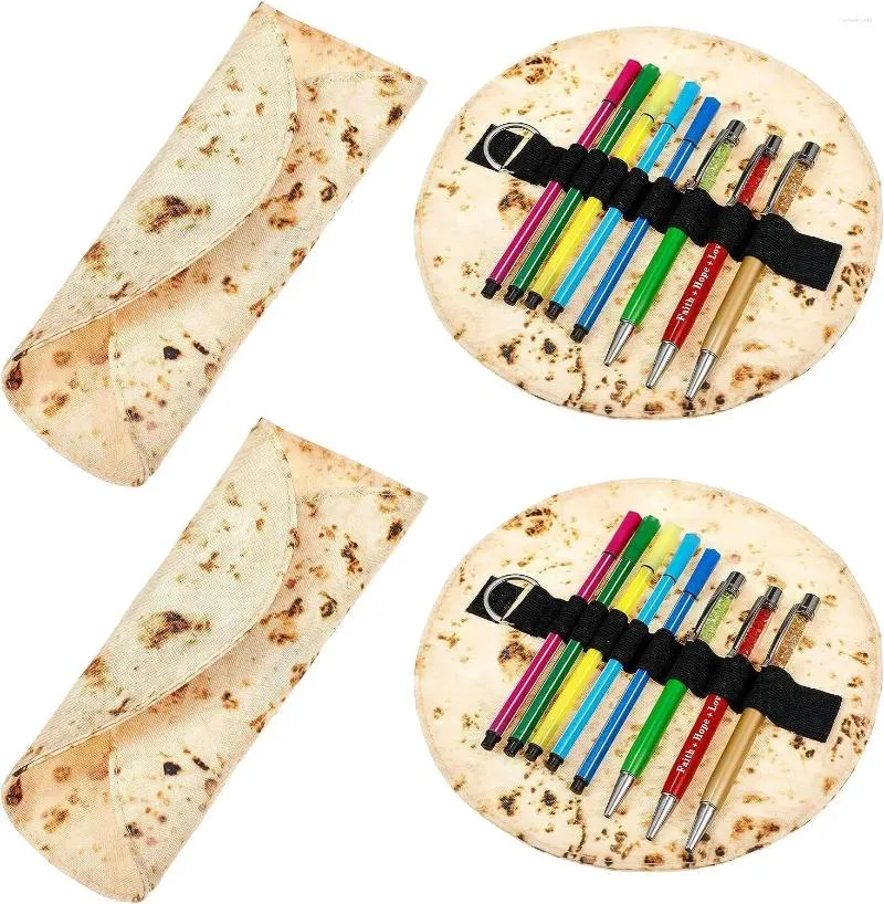 Porte-crayon en rouleau de Tortilla drôle, pochette pour stylo Burrito, sac de rangement de papeterie scolaire et de bureau, maquillage