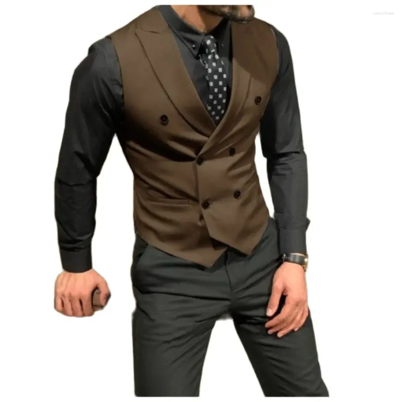 Men's Suits Business Vest Peaked Lapel Double Breasted Male Wedding Gentleman Formal Waistcoat Jacket Casual Slim Fit Custom Made