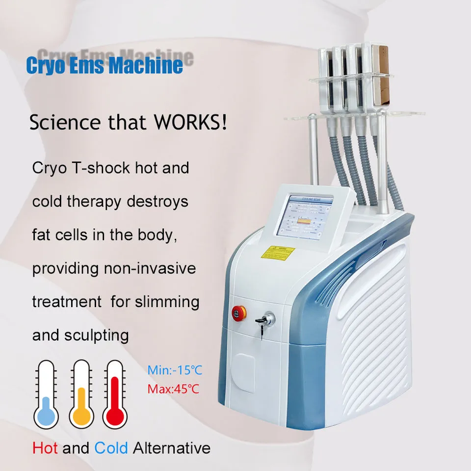 4 Cryo Skin Ems RF Afslanken Vet Verminder Machine Niet-invasieve Criolipolysis Lichaamsvormsysteem Cellulitisverwijdering Vetbevriezingsapparatuur