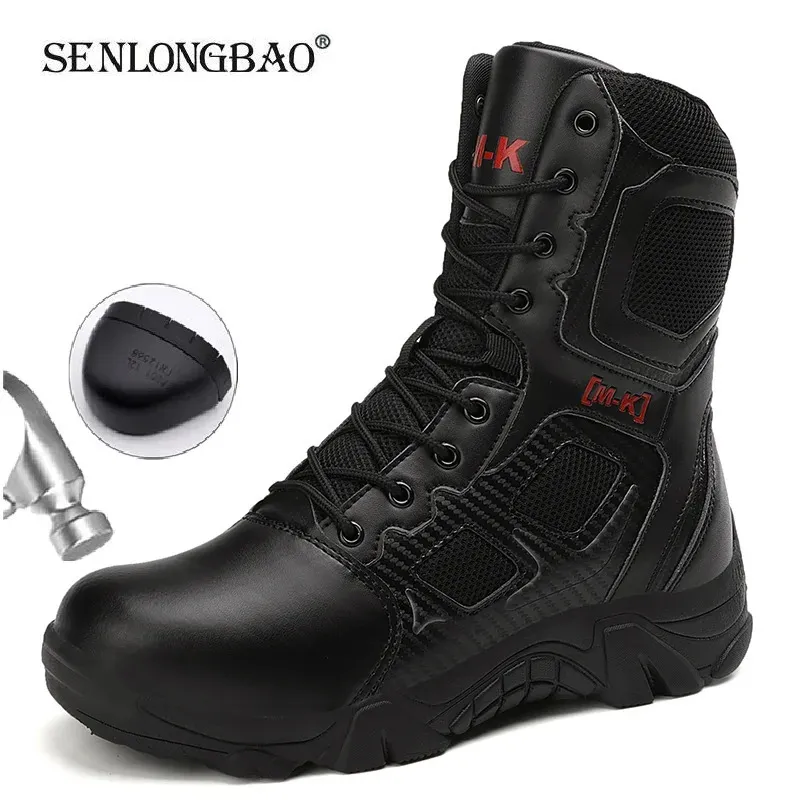 Men Boots Waterproof Safety Shoes Security Steel Toe Cap Military Boots Working Steel Toe Anti-Smashing Mens Work Boots Size 47 240130