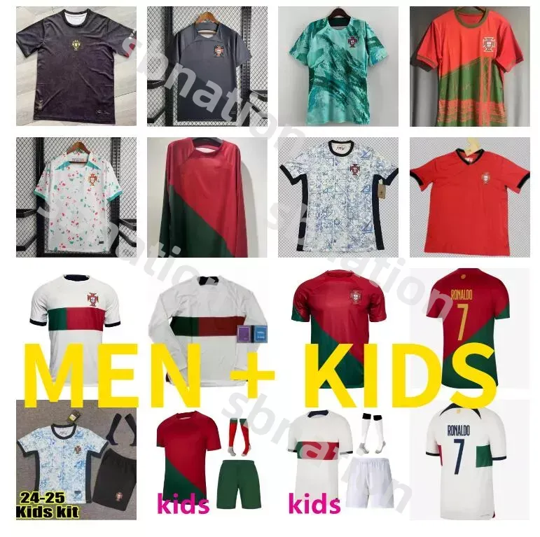 Portugal Euro Soccer Jerseys 2024 2025 HOMMES SET ENFANTS KIT Joueur versoin PEPE JOAO FELIX RONALDO Chemises de football DIEGO J. BERNARDO NEVES 22 23 24 25 Portuguesa manches longues