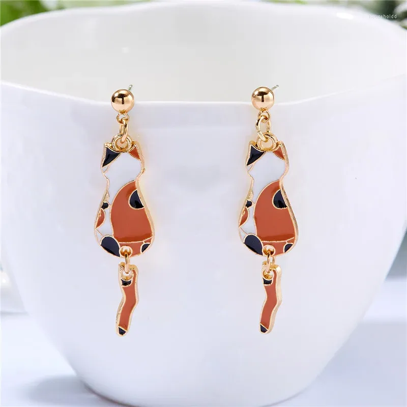 Dangle Earrings Cute Small Cat Shape Earring For Women Fashion Funny Enamel Kitten Animal Party Birthday Friendship Jewelry Gifts