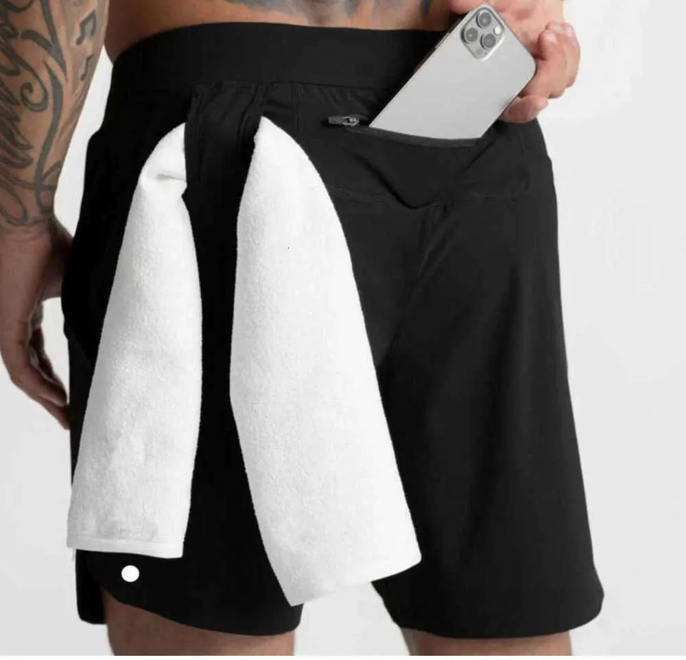 LL Shorts Männer Yoga Sport Fünfte Hose Outdoor Fitness Schnell trocknend Reißverschlusstasche hinten Einfarbig Lässig Laufen Lululemens Tops Qualität Rabatt Mode 55