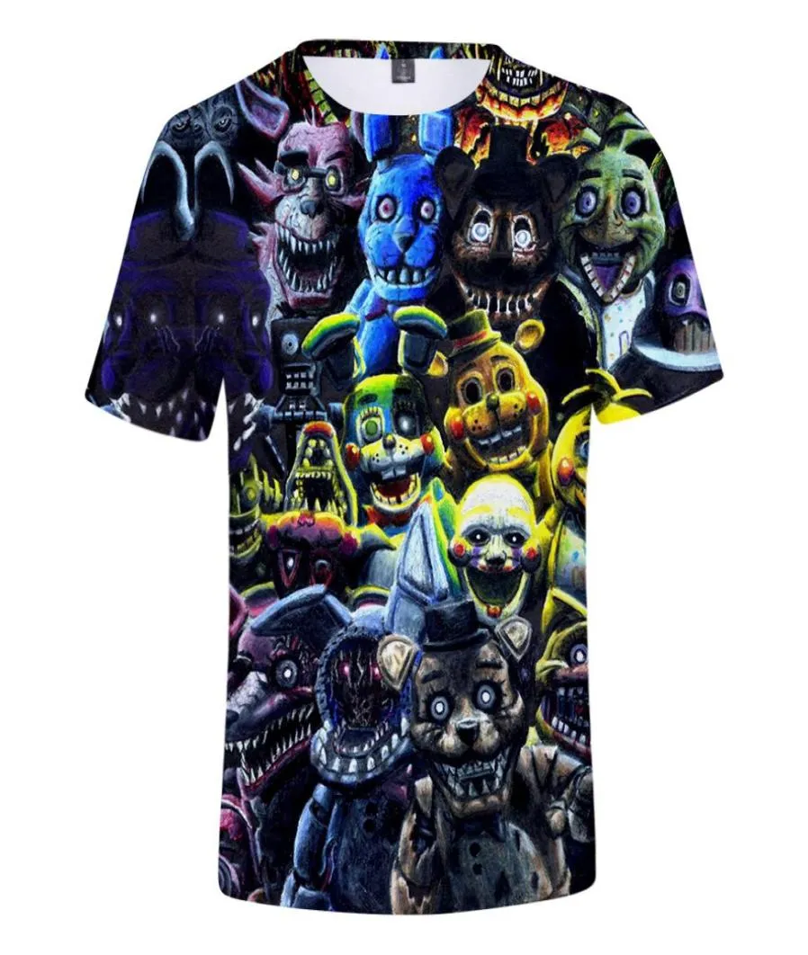 Cartoon Vijf Nachten Op Freddy039s 3D Bedrukte T-shirt Vrouwen Mannen Zomer Mode Oneck Korte Mouw Grappige Grafische Tees FNAF Cloth6111813