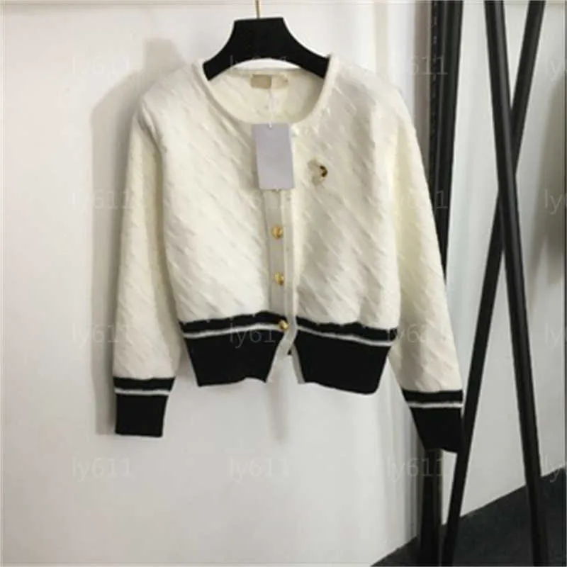 Spring Autumn Cardigan Women Sweater Fashion Knit Coat Loose Luxury Contrast Color Long Sleeved Cardigan Jacket Leisure Versatile Women Sweaters Womens Clothes