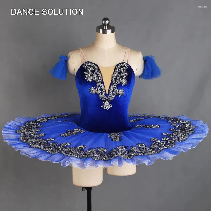 Bühnenkleidung Stretch Samt Professionelle Ballett Tutu 7 Schichten Plissee Tüll Pfannkuchen Tutus Mädchen Ballerina Tanzkostüme 4 Farben BLL432