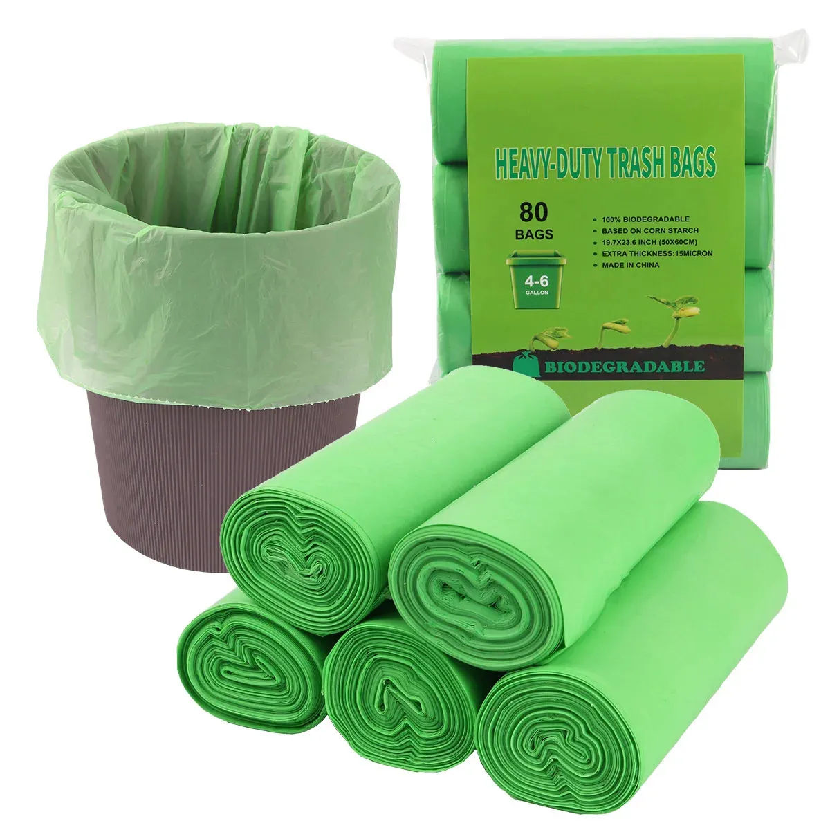 Biodegradable Garbage Bags Household Disposable Trash Pouch Kitchen Storage Garbage Bags Compostable Goods Household Wastebasket 240129