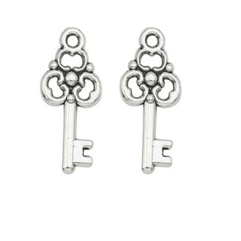 200 pz / lotto lega chiave charms argento antico ciondolo charms per collana creazione di gioielli risultati 22x10mm2617