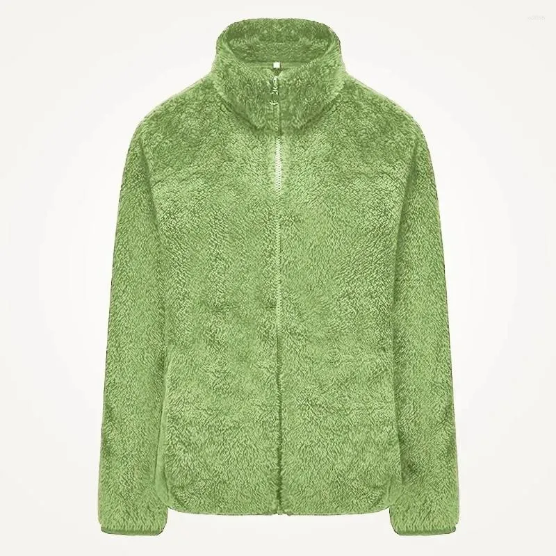 Chaquetas de mujer fáciles de usar, abrigo térmico para mujer, forro polar Coral, chaqueta cárdigan con cuello levantado cálido para invierno con cremallera