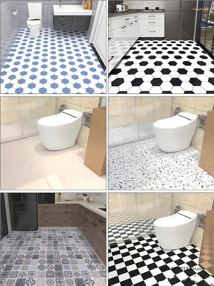 Wallpapers Self-adhesive Peelable Floor Mats Kitchen Tile Stickers Thickened Wear-resistant Non-slip Waterproof Shower Decoration