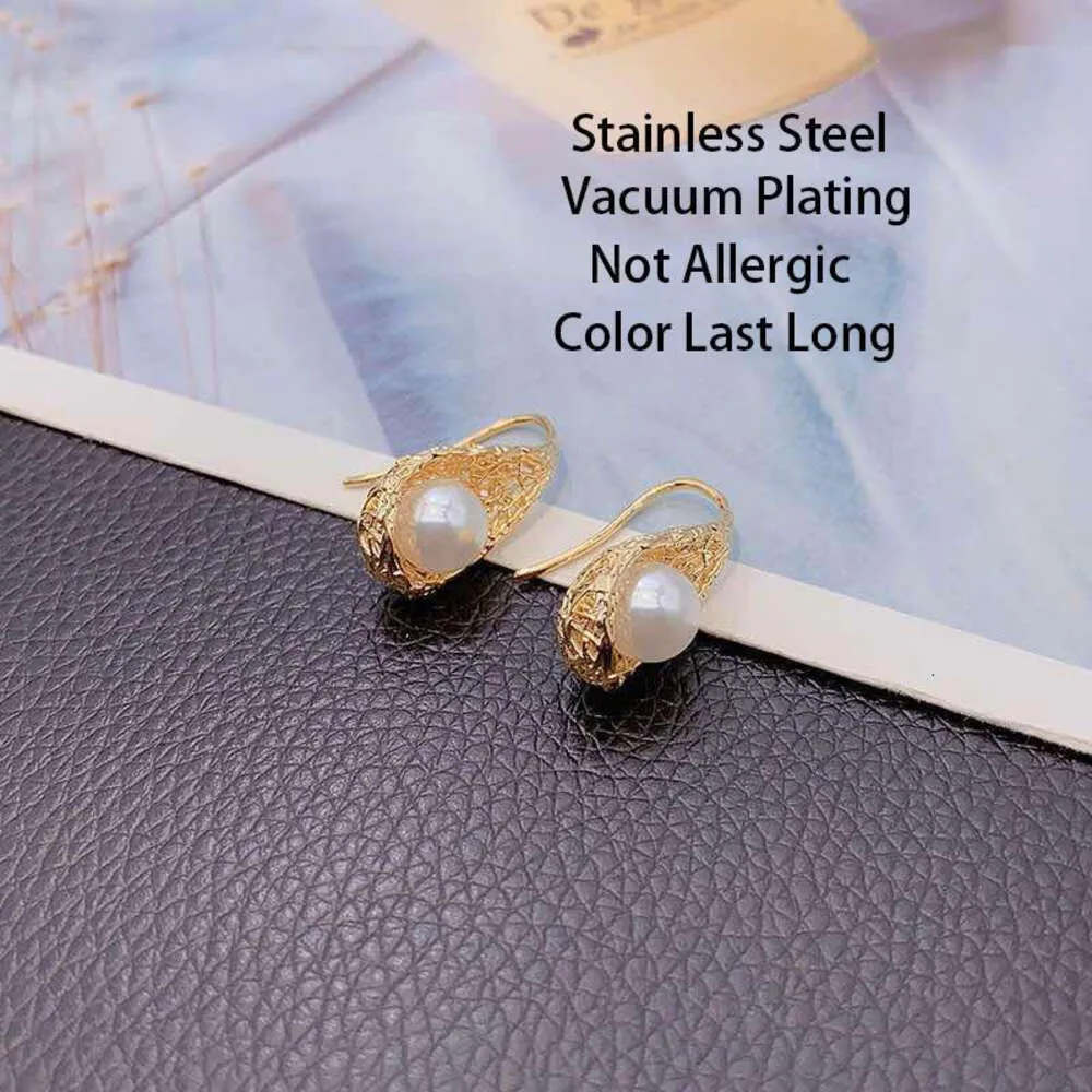 Stud Earrings Design Sense Vintage Style Water Drop Pearl For Women Korean Fashion Stainless Steel Jewelry Female Unique Earring