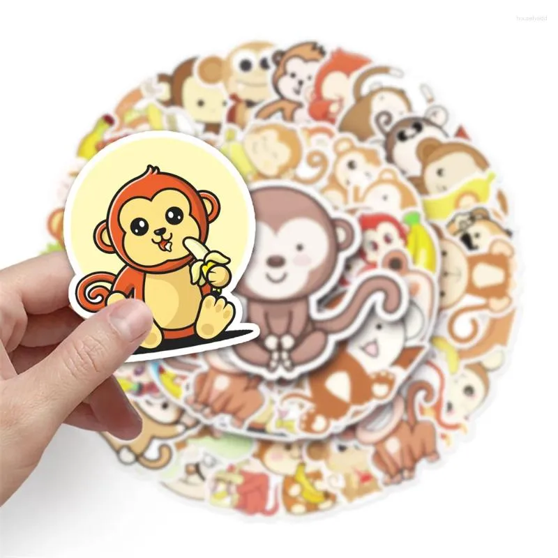 Opakowanie prezentów 50pcs Kawaii Monkey Naklejki do dziennika Guitar Stationerery Notebooki Kscraft Laptop DIY Pack Pack Scrapbooking Supplies