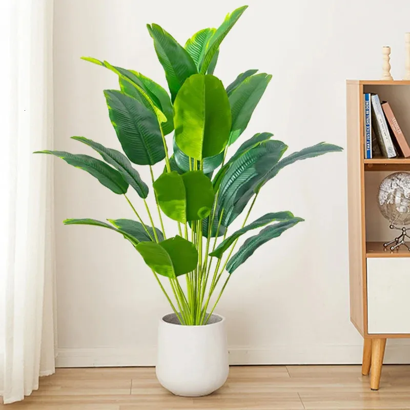 88cm 24Leaves Large Tropical Palm Tree Fake Banana Plants Leaves Real Touch Strelizia Plastic Monstera Plant for Home Garden 240127