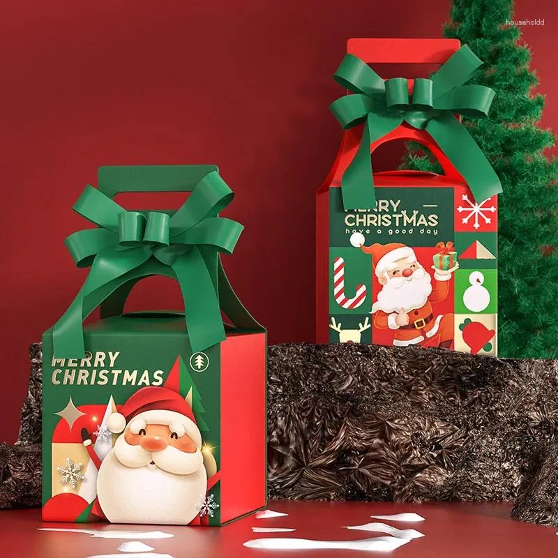 Envoltório de presente 5 pcs vermelho / verde feliz natal caixa de maçã doces drageia embalagem papai noel crianças feriado feliz ano festa favores