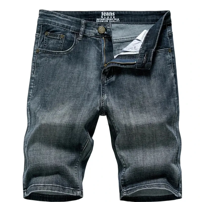 Pantaloncini di jeans da uomo estivi Classico nero blu Sezione sottile Pantaloncini di jeans casual da lavoro slim moda maschile Marca 240202