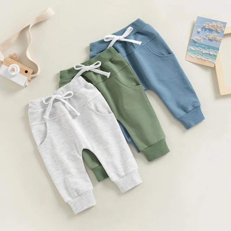 Hose für Babys, Jungen, Jogginghose, elastische Taille, Kordelzug, fester Herbst, mit Taschen für den Alltag