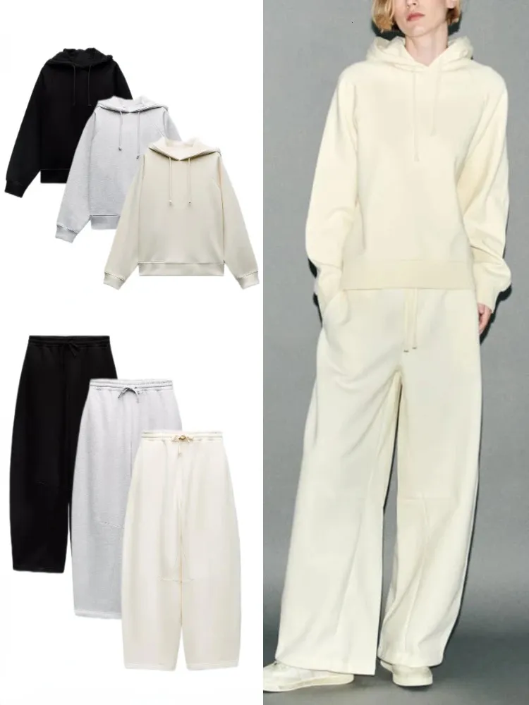 ZBZA Sudadera con capucha para mujer, pantalones de jogging de felpa, traje de manga larga, sudadera con capucha, conjunto de pantalones de jogging de cintura alta 240122