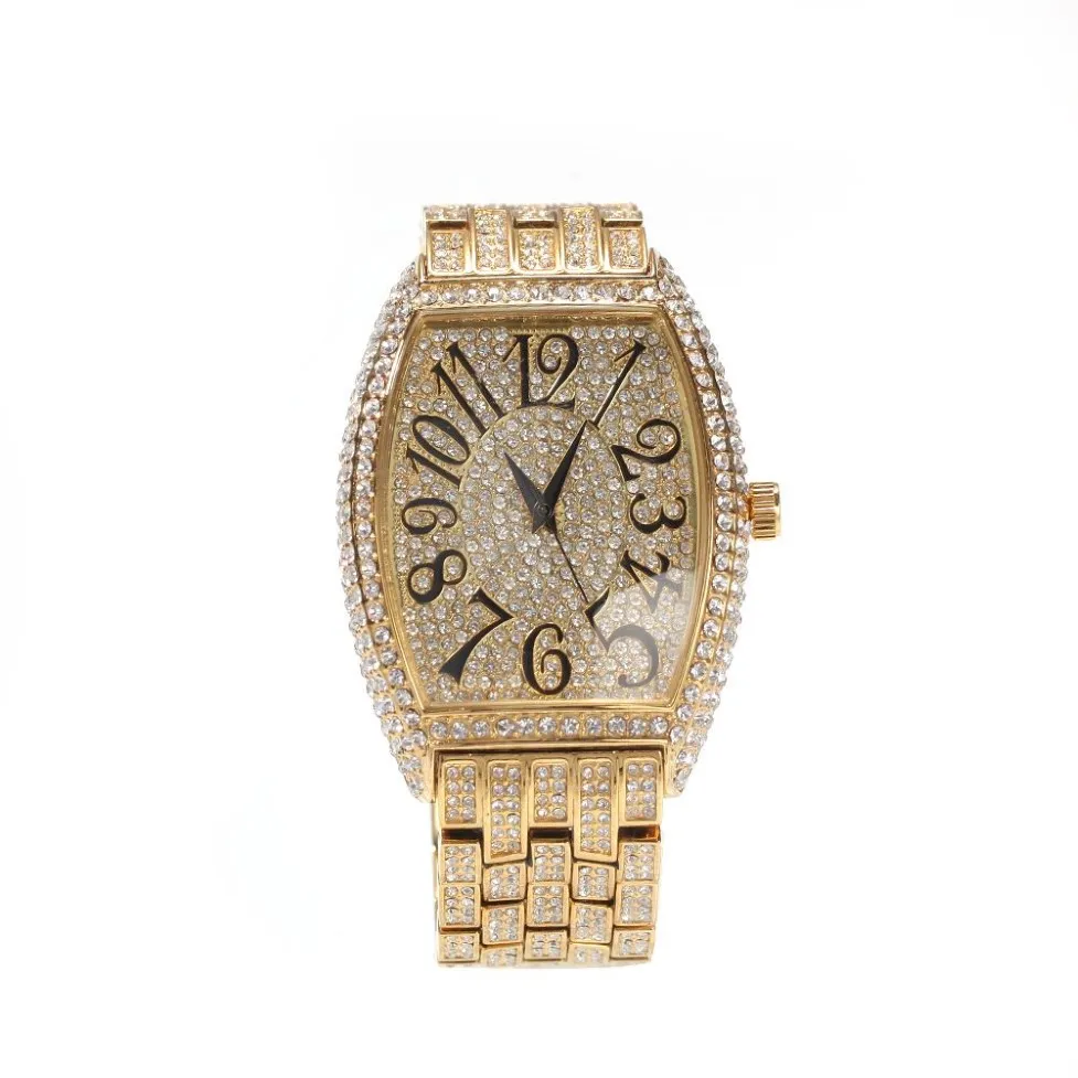 Новейшие часы в стиле хип-хоп, модные часы с бриллиантами, большая винная бочка, циферблат, мужские часы, ювелирные изделия для отдыха, часы 199p