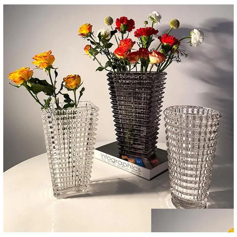 Vases Vases de fleurs séchées nordiques carré cristal transparent petit moyen ovale cadeau livraison maison jardin décor à la maison Dhzbg