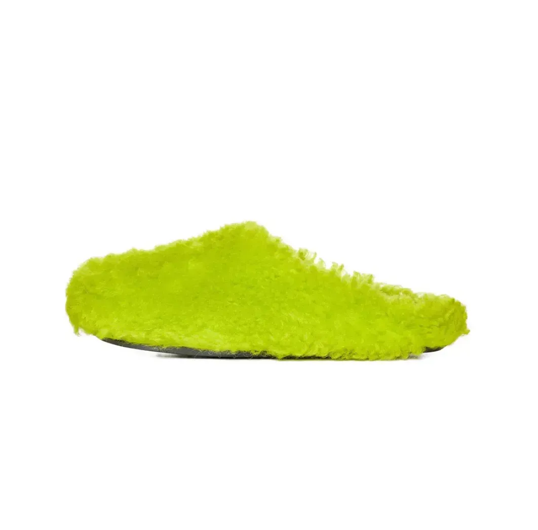 Clogs Slippers long fur Fussbett head slip sandals yellow green fashion ourdoor indoor mens trainers beach slippers booties chaussure luxe size 35-45
