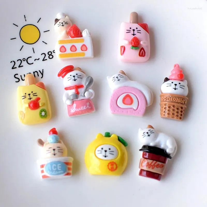 Dekoratif figürinler 10pcs karikatür Japon kedi düz reçine cabochon scrapbooking el sanatları saç yayları merkez aksesuarları diy telefon kasası