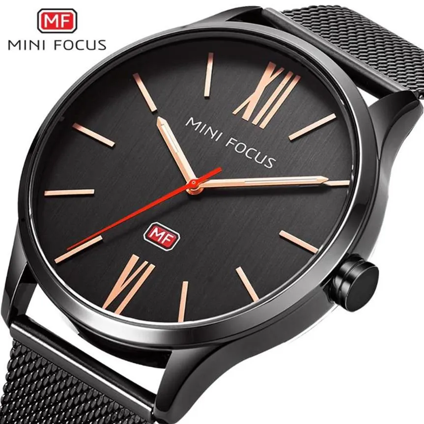 Rostfritt stål Mesh Quartz Men Watch Top Wristwatch Fashion Casual Boutique Black Watches Relojes Waches Wristwatches261p