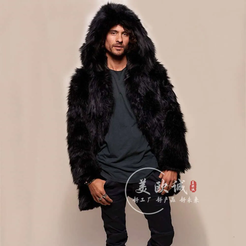 Couple Style Autumn and Winter Faux Fur Jacket for Mens Loose Casual Hooded Designer Selling BDU4