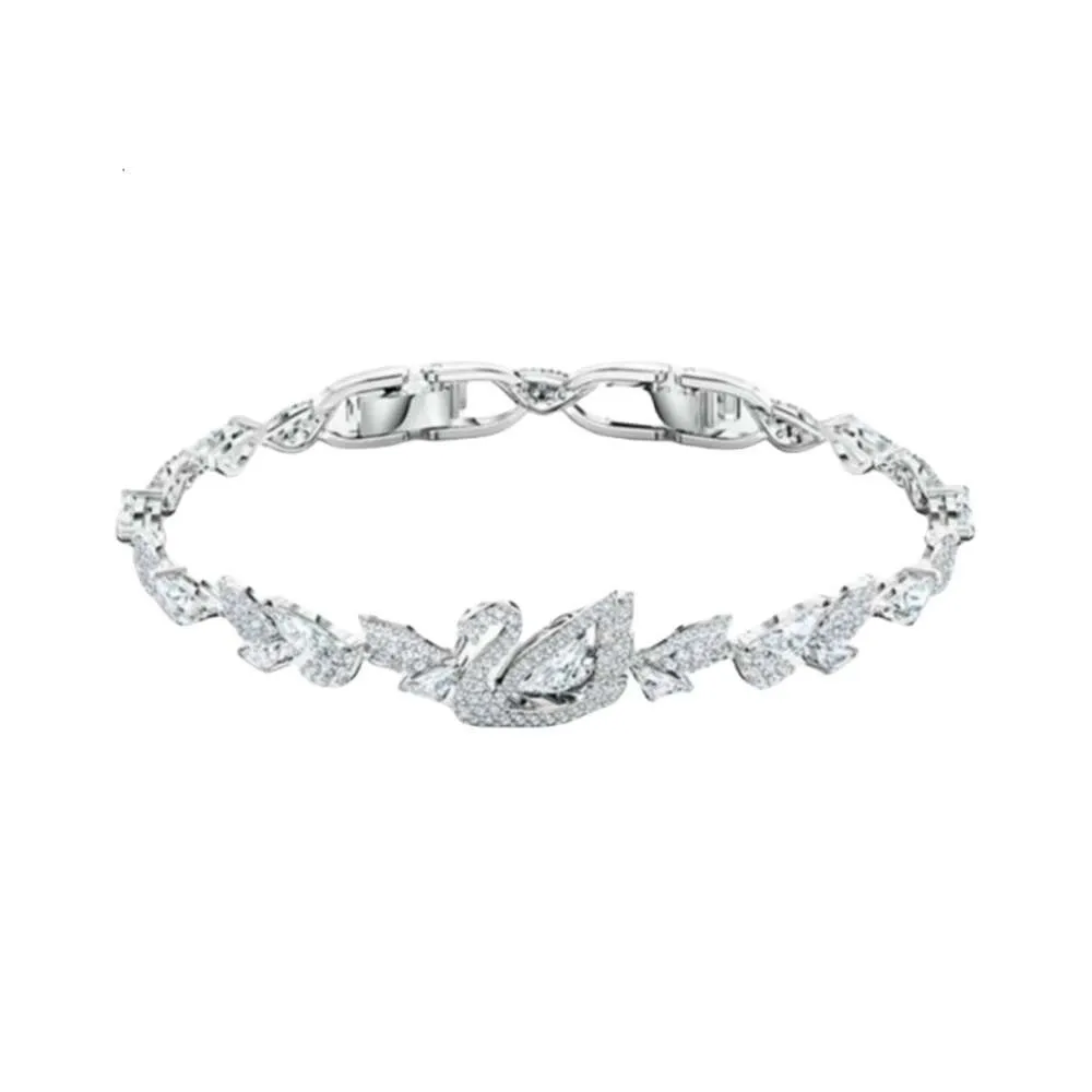 Swarovskis pulseira designer feminino qualidade original charme pulseiras saltando cristal cisne botão pulseira elemento feminino inspirador ganso