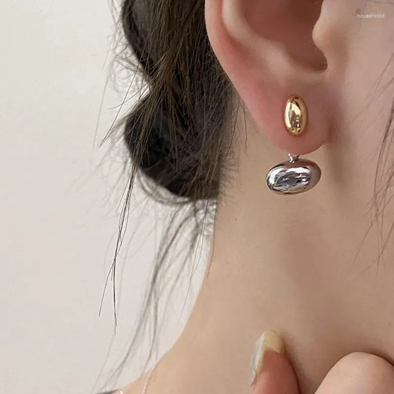 Ohrstecker Französisch Geometrisch Oval Metall Kontrast Persönlichkeit Ohrring Ein Stil Zwei Tragen Für Frauen Mädchen Schmuck Party Urlaub