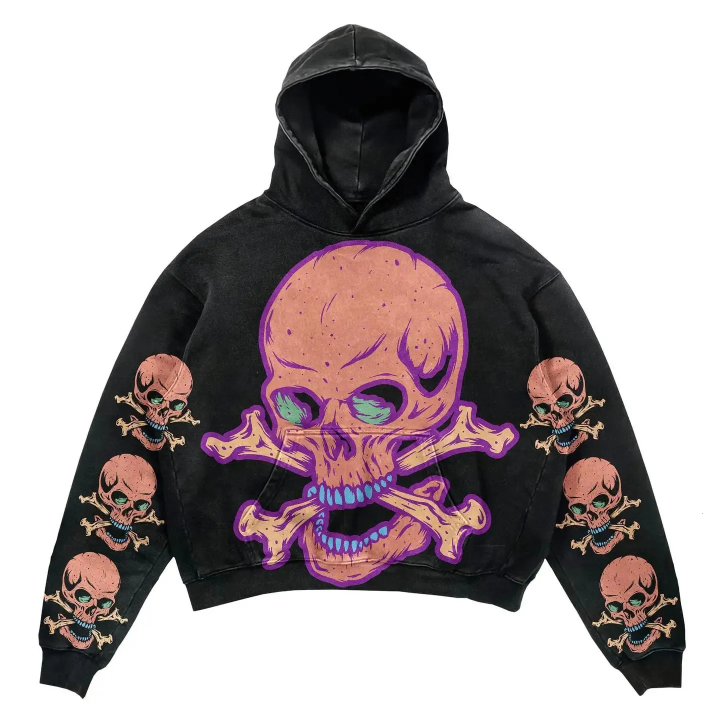 Grafische schedel hoodies vrouwen grunge oversized sweatshirt hoodie goth y2k tops high street streetwear gothic mannen kleding 240126