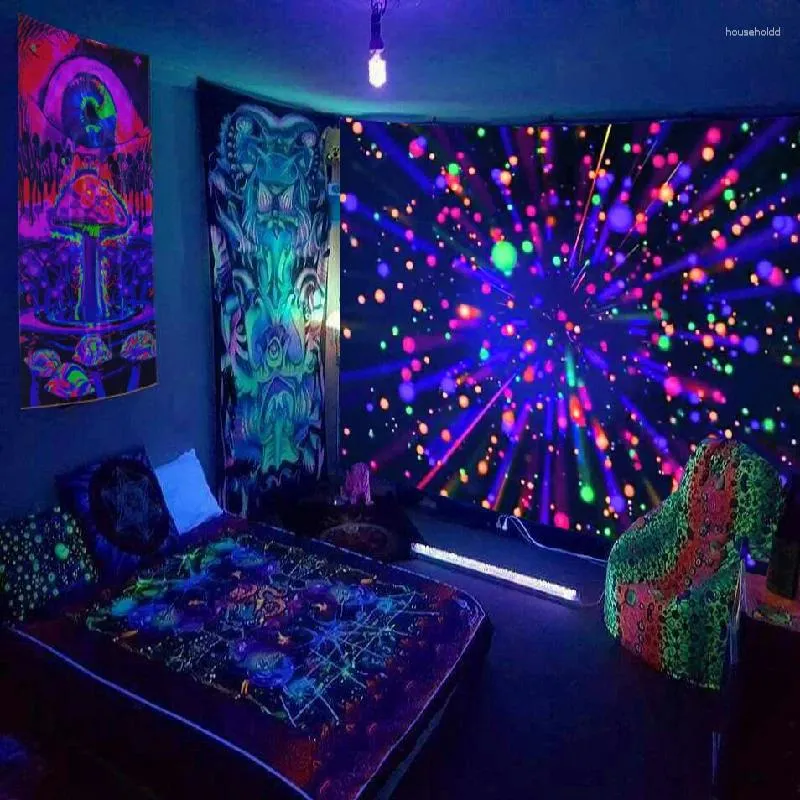 Tapestries Psychedelic Fluorescent Tapestry Star Lion Interior Decoration Aesthetic Luminous Hippie