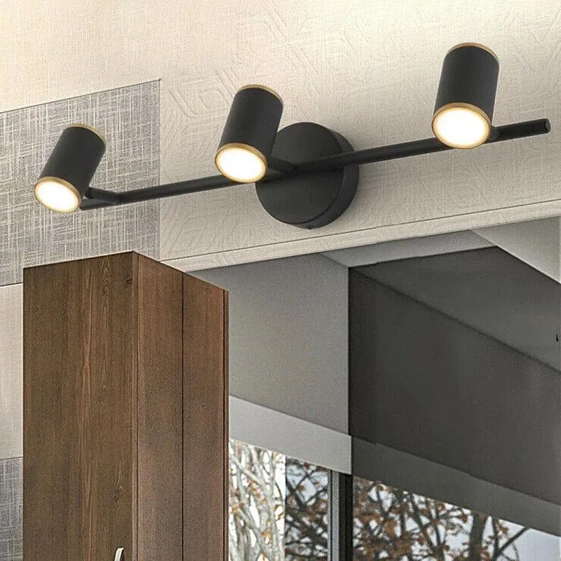 Vägglampa Modern 3 och 4 lampor Vanity Lighting Fixture Black White 76cm LED -sconces Lång spegelstrålkastare för badrums sovrum