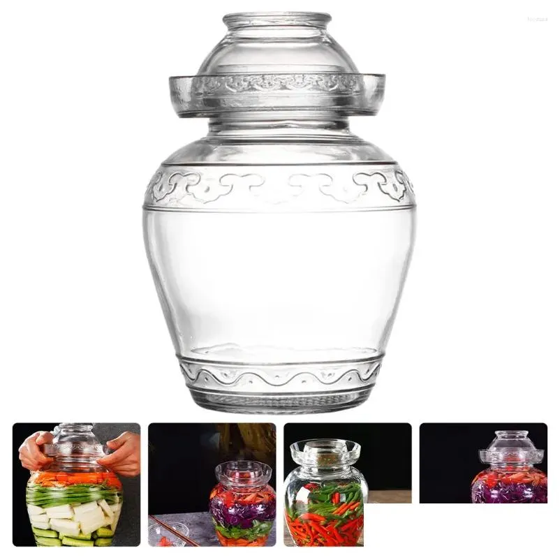 Garrafas de armazenamento frascos jar pickle fermentação de vidro fermentação kimchi decapagem clogk chinês chucrute containervegetal conter dhwlg