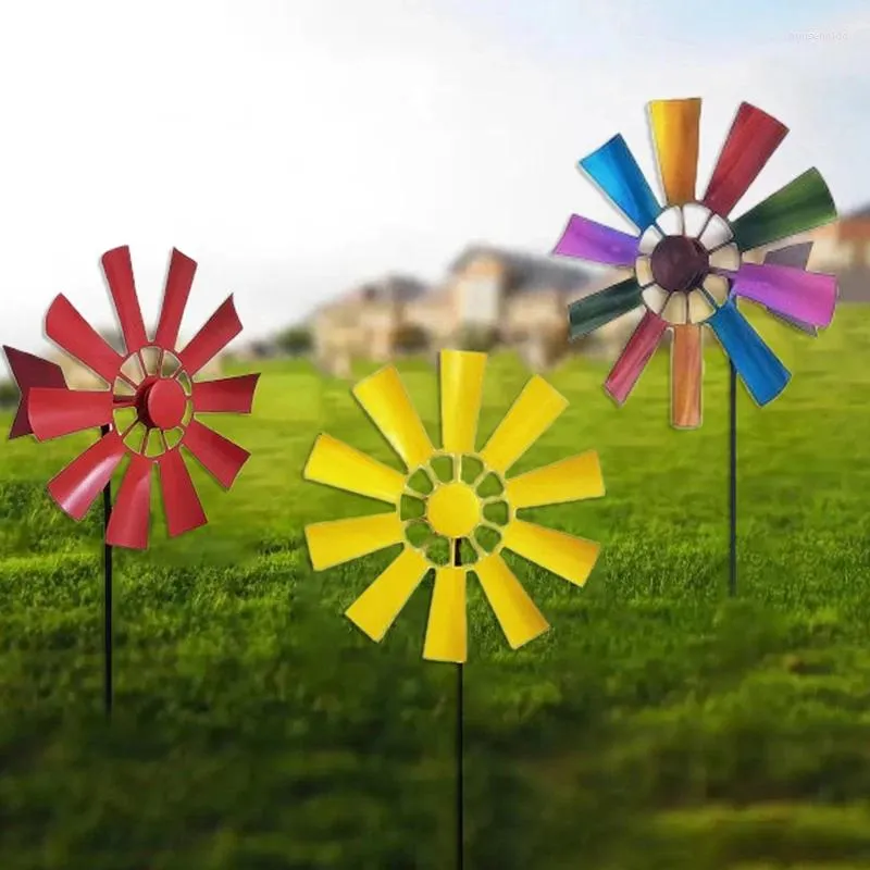 Decorações de jardim ferro forjado girando moinho de vento girador paisagem ornamento para pátio ao ar livre quintal gramado pinwheel decoração suprimentos