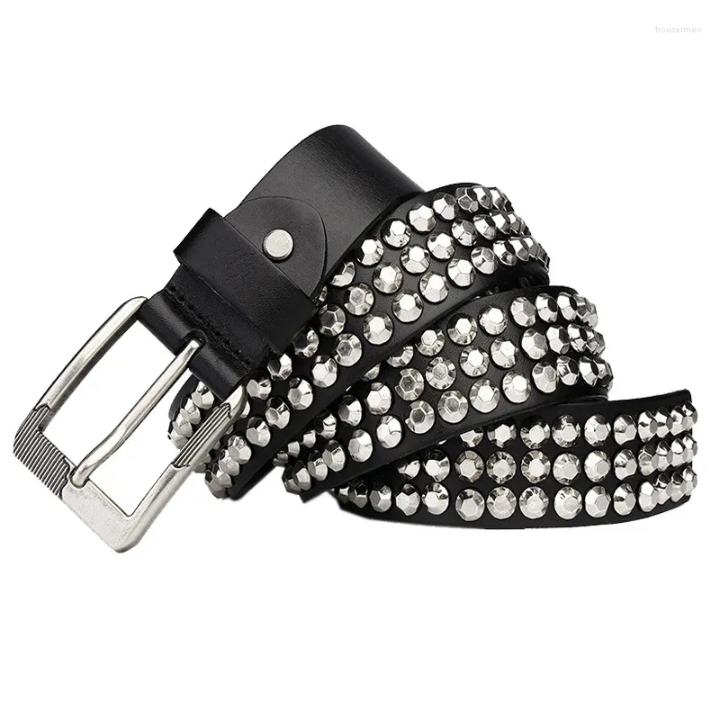 Belts rocha de couro real masculino punk rebite genuíno cinto de pele fuckle preto cafeteira strap steampunk acessórios