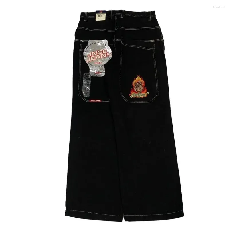 Jeans para mujeres Hombres 2024 Jnco Retro Bordado Denim Pantalones de pierna ancha Y2K American High-Cintura personalizada recta