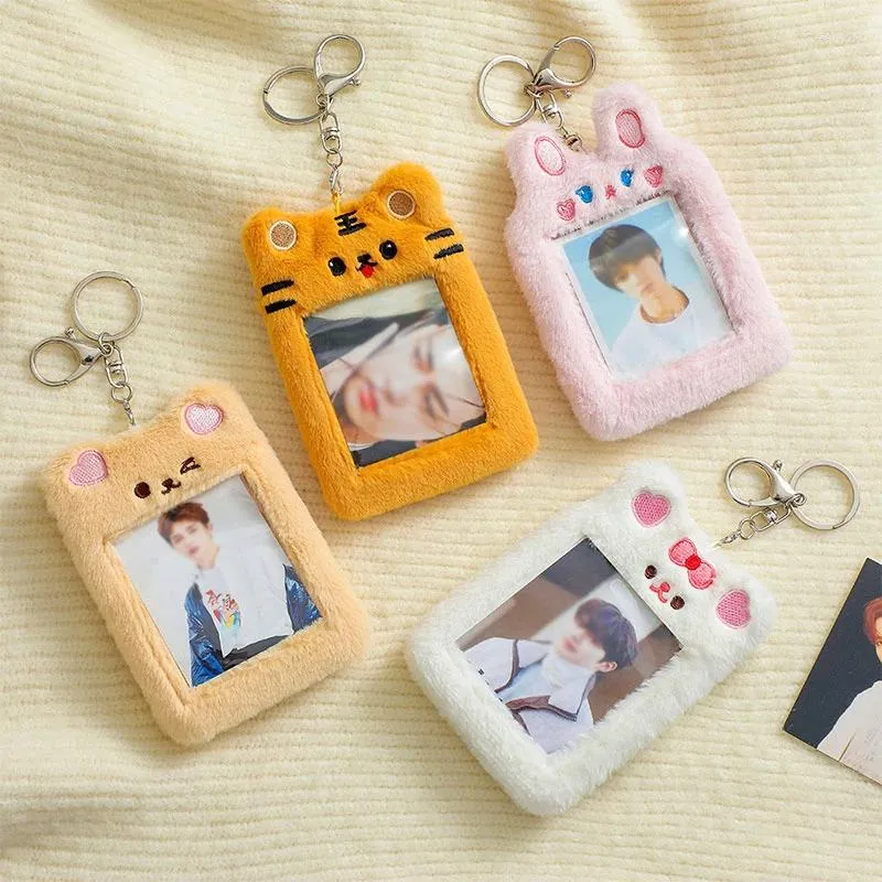 Klasyna Śliczne pluszowe niedźwiedź Rabbit Pocard Pocard Holder Korea Idol Protector Case with brelowain dla kobiet -dziewcząt moda