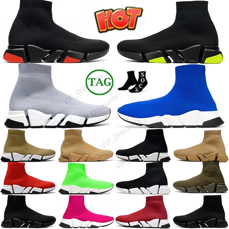 Hommes Chaussettes Chaussures Femmes Plateforme Speed Trainer Clearsole 1.0 2.0 Triple Noir Blanc Vert Marron Paris Boost Lace Up Outdoor Designer Jogging