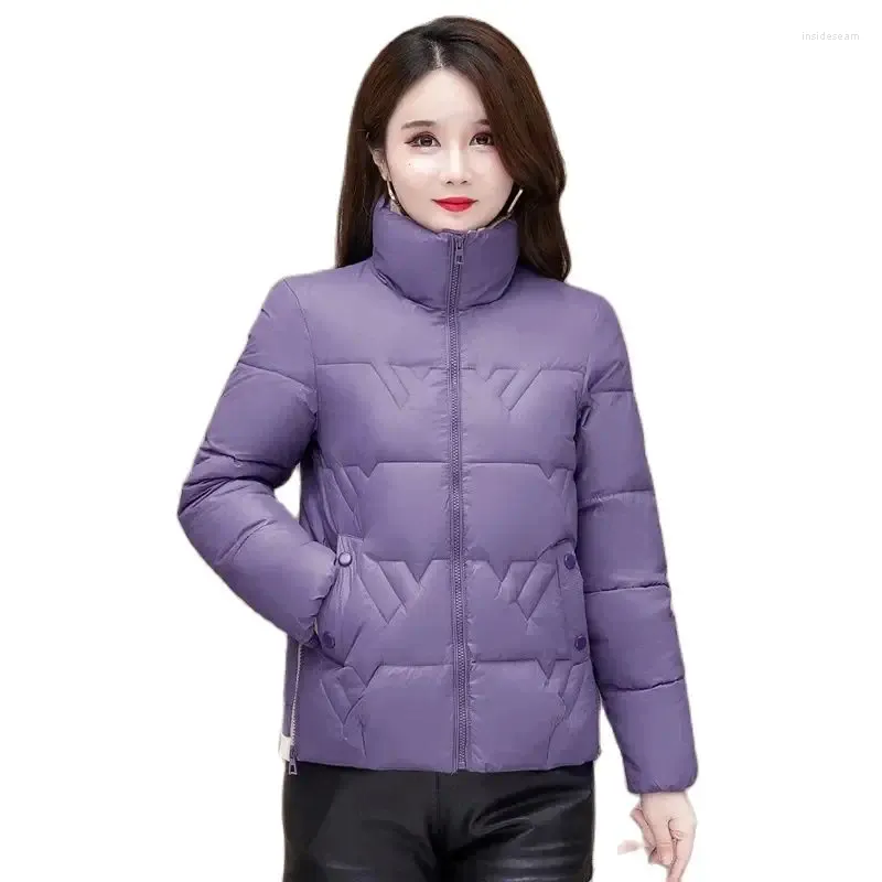 Женские траншевые пальто Зима вниз по хлопковой куртке Женщины свободно стоящее воротнич