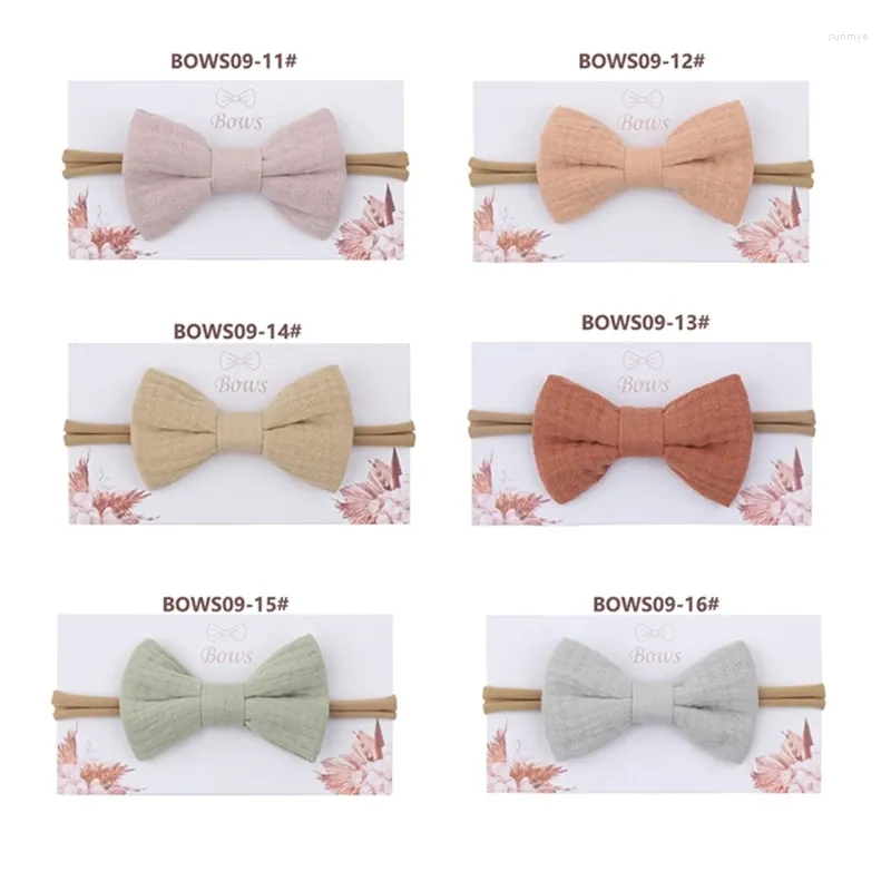 Accessoires pour cheveux pour bébés filles, bandeau à nœuds élastiques, nœud extensible, fait à la main, en coton doux, couleur unie, bandes de princesse à la mode