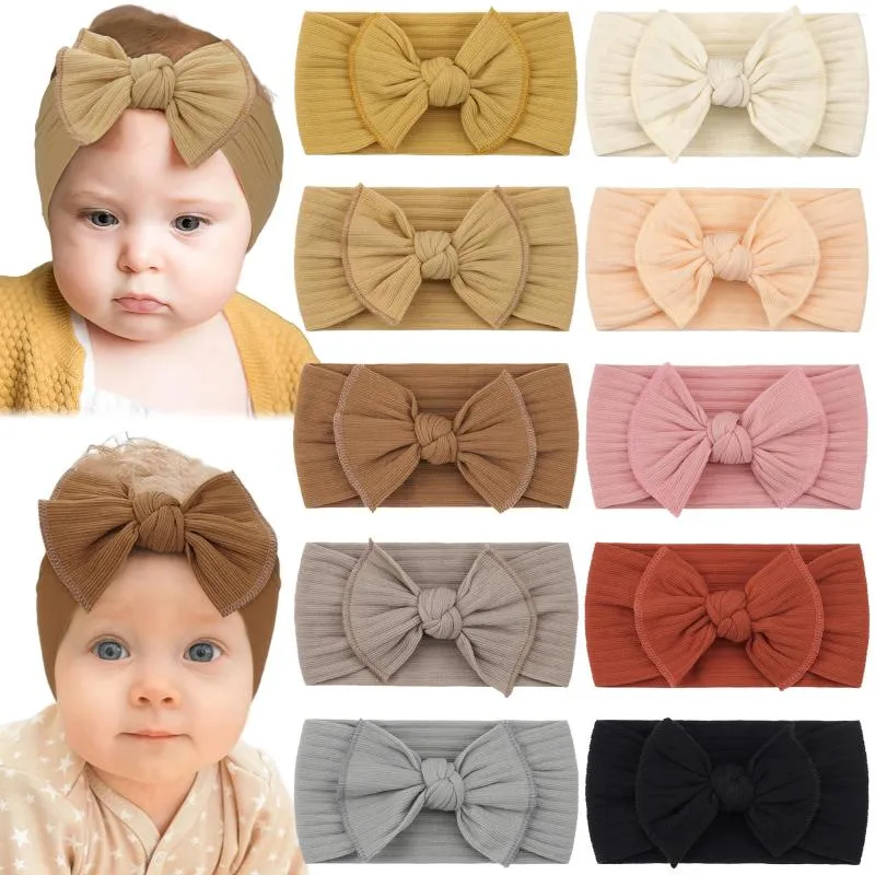 Accessoires pour cheveux 10 pièces, bandeau pour bébé fille, tricot élastique, nœuds Turban en nylon doux, couvre-chef pour enfants, vente en gros