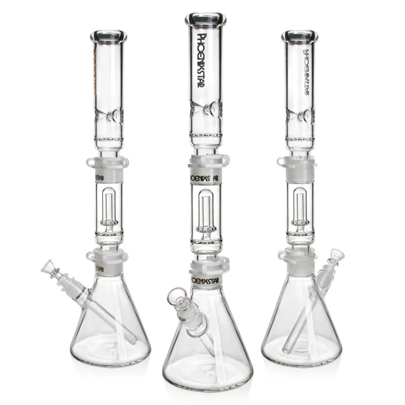 3 Parts Beaker Bong Glass Bongs With Showerhead Perc Percolator Hookahs