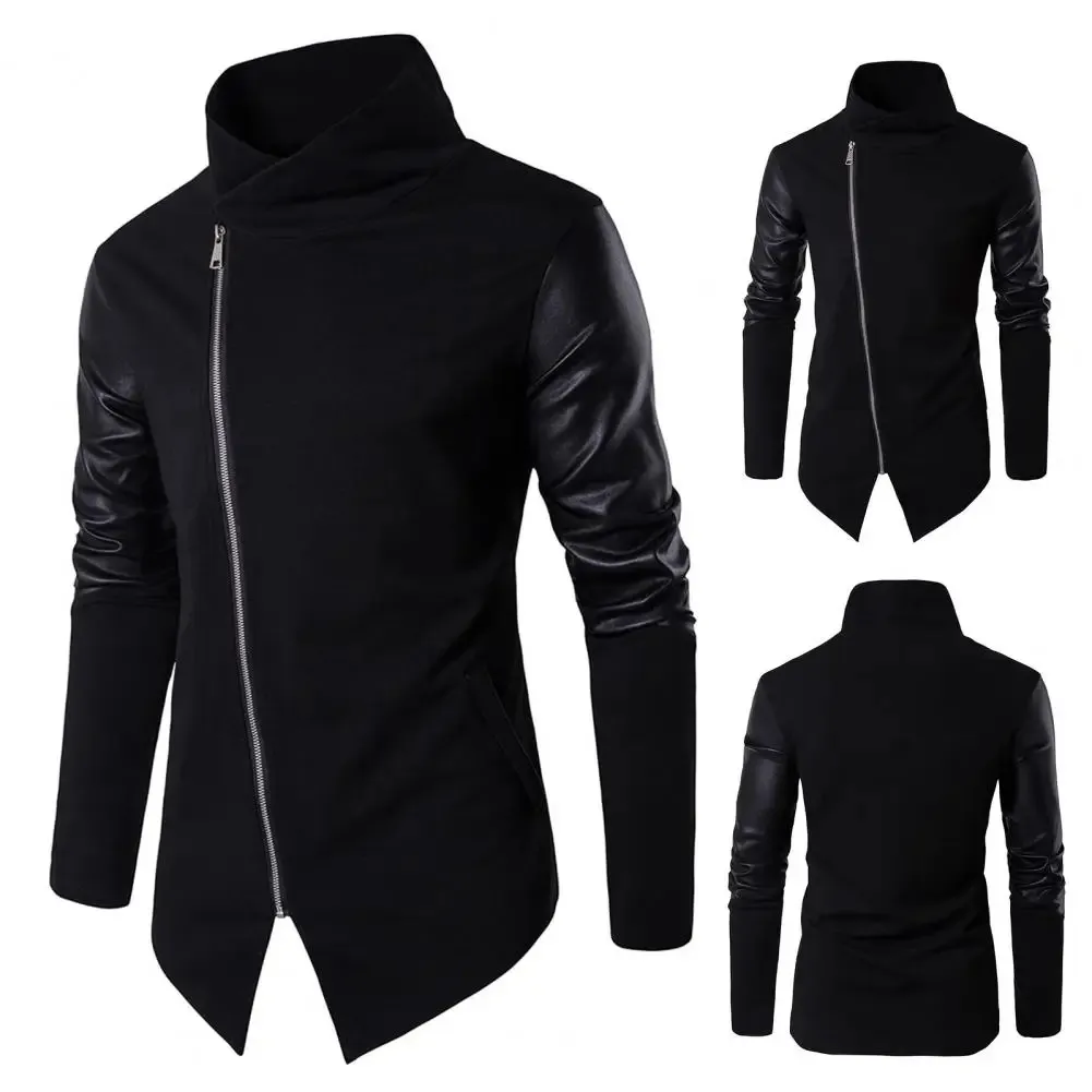 Hommes automne manteau col montant couleur unie manches longues Cardigan à fermeture éclair Patchwork tricot doux Cardigan printemps haut vêtements masculins 240123