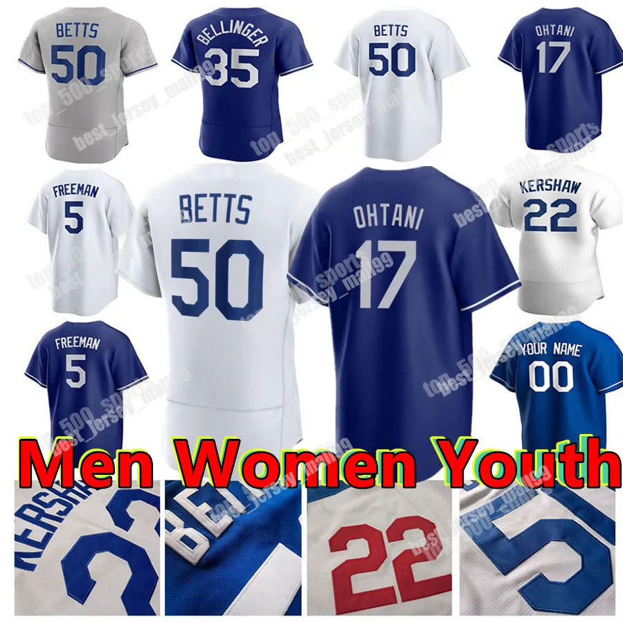 2024 Custom 17 Shohei Ohtani 50 Mookie Betts Jersey 18 Yamamoto 5 Freddie Freeman Clayton Kershaw James Outman Julio Urias Smith 13 Muncy Men Men Youth Baseball