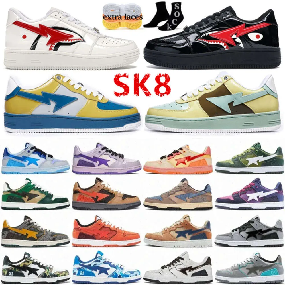 Stask8 Designer Sta Casual Shoes SK8 Low Men Women Patent Patent Leath