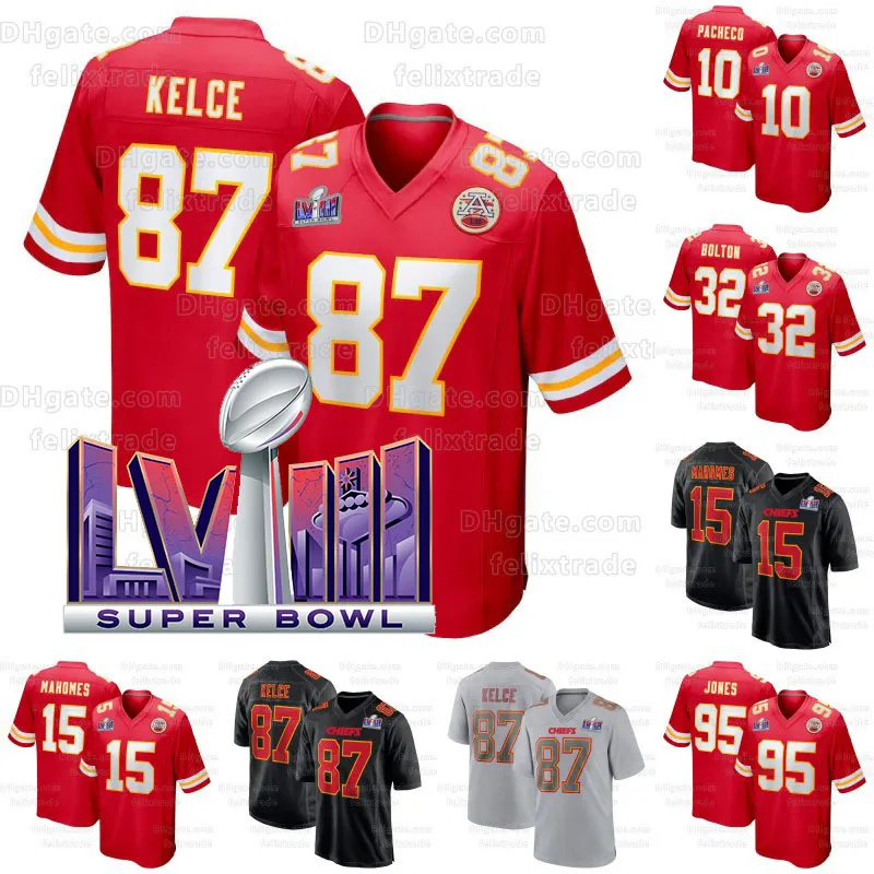 Patrick Mahomes Kansases 2024 City Super Bowl LVIII Game Jersey Chiefes Jersey Travis Kelce Justin Reid Felix Anudike-Uzomah Jaylen Watson Isiah Pacheco Gabbert