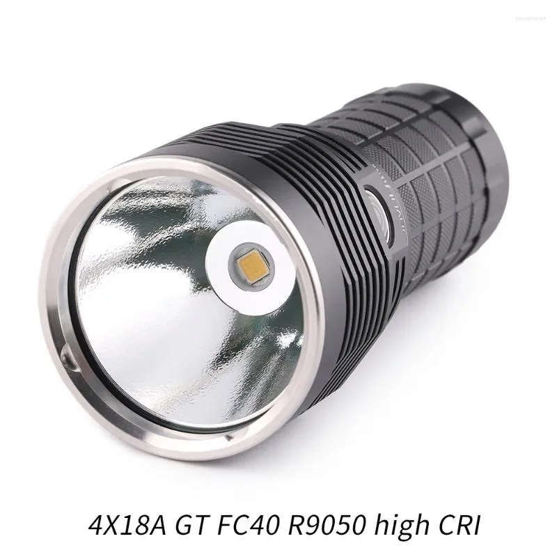 Convoyage des torches de lampes de poche 4x18a GT FC40 High CRI Type-C Interface de charge 18650 Torche